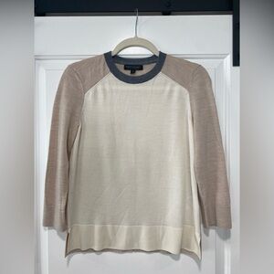 Banana Republic Gray and Cream Merino Sweater